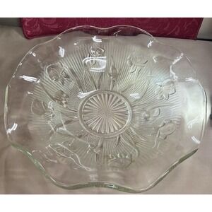 STUNNING Vintage Jeannette "Iris‎ & Herringbone" Serving Bowl 11.75 (835)